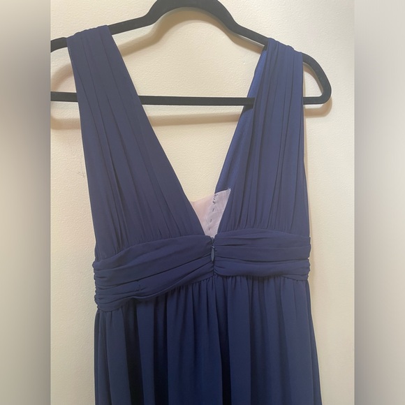 Lulus Heavenly Hues Chiffon Navy Slit Front Full Length Dress Medium - Picture 10 of 13